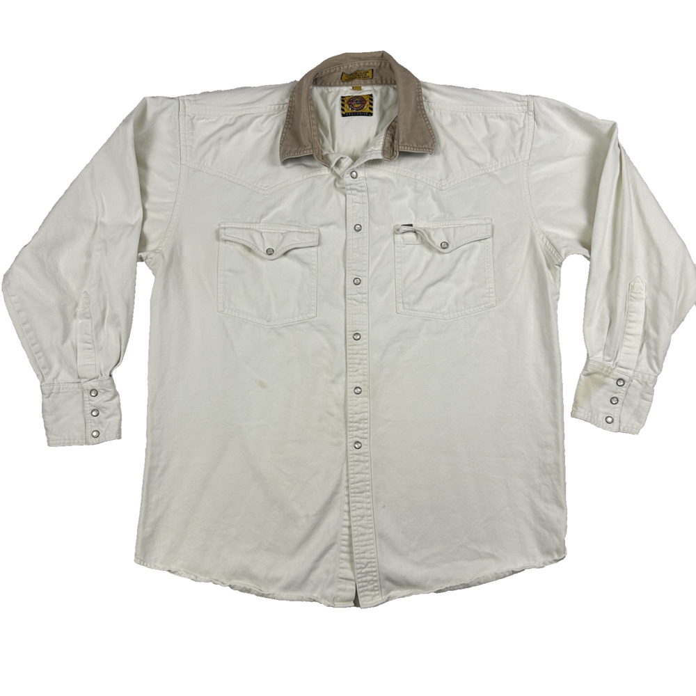 Justin Workgear Shirt Mens Large Western Pearl Snap Two Tone Cowboy Rodeo